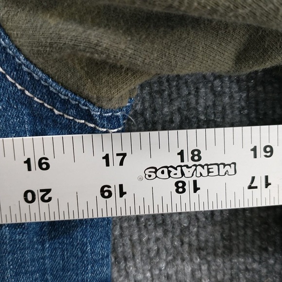 WallFlower Girls Hooded Denim Jean Jacket Blue Green Camo Large Layered Look - Picture 12 of 12